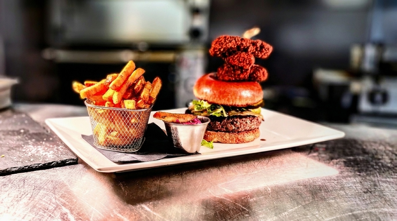 Choose From Any Burger On The Menu, Served with A Selected Drink