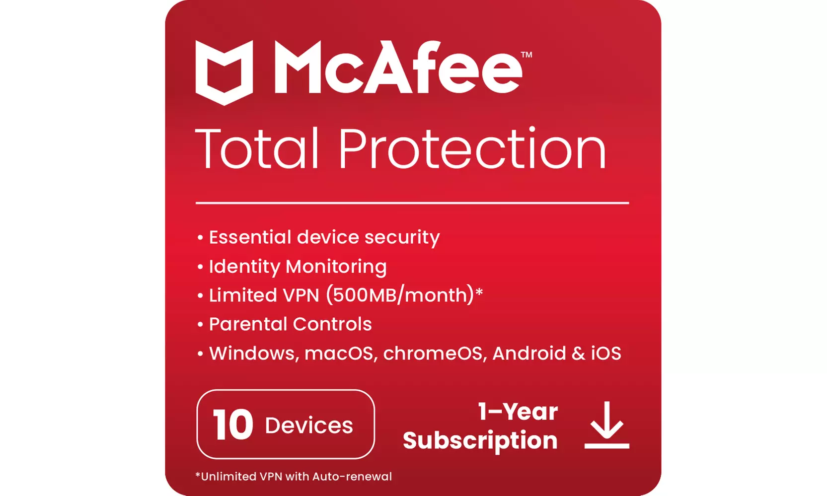 McAfee Total Protection 2025 für 1 - 10 Geräte als Download
