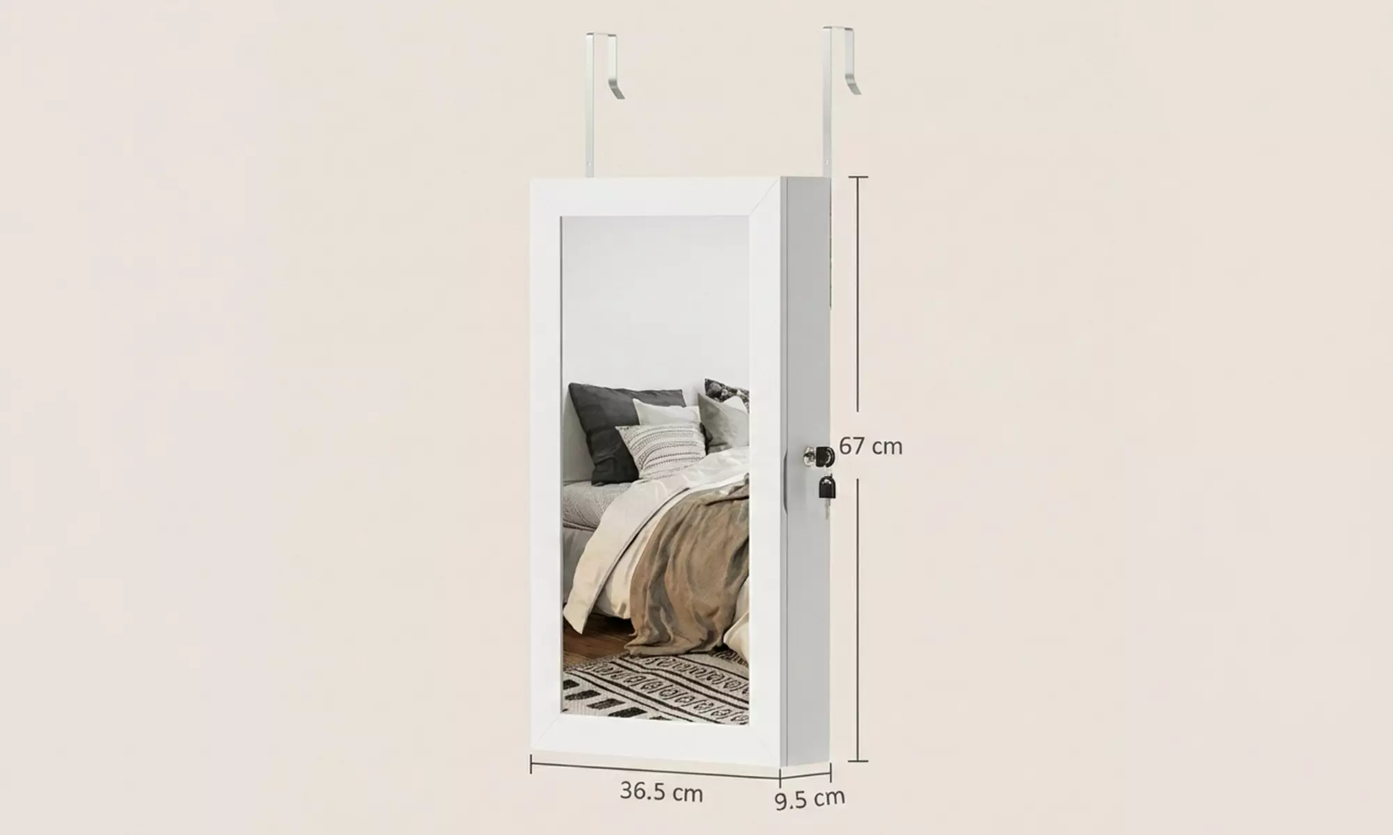 HOMCOM Wall-Mounted Jewellery Storage Cabinet with Mirror