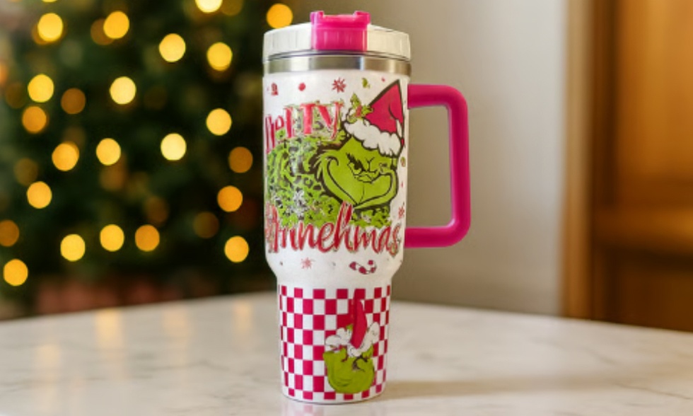 1 ou 2 gobelets de Noël en acier inoxydable d'1 L avec poignée