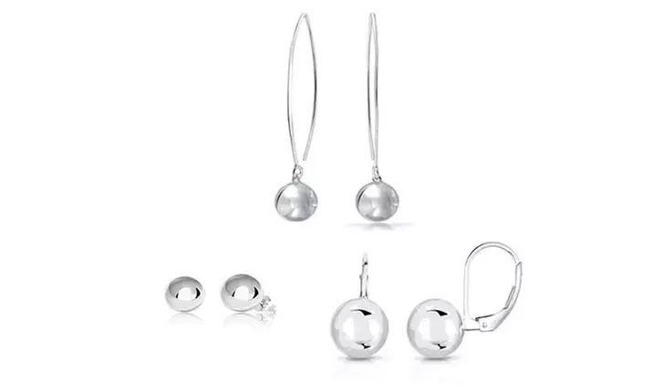 Sterling Silver Bold Earrings Set of 3