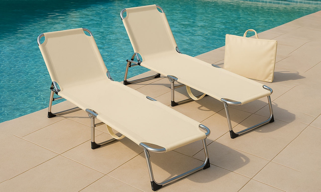 Coppia di lettini prendisole in alluminio