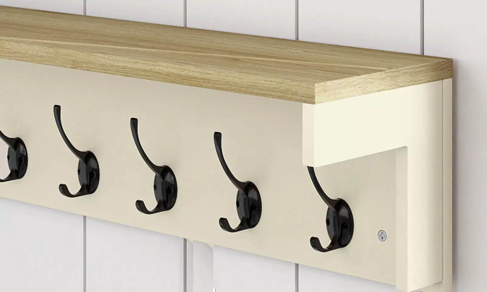 Levede Wall Mounted Coat Rack with Shelf – 7 Double Hooks