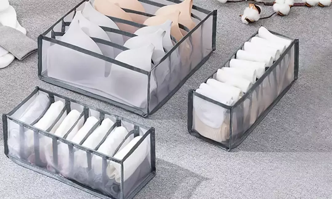 1x oder 3x faltbarer Organizer für Unterwäsche