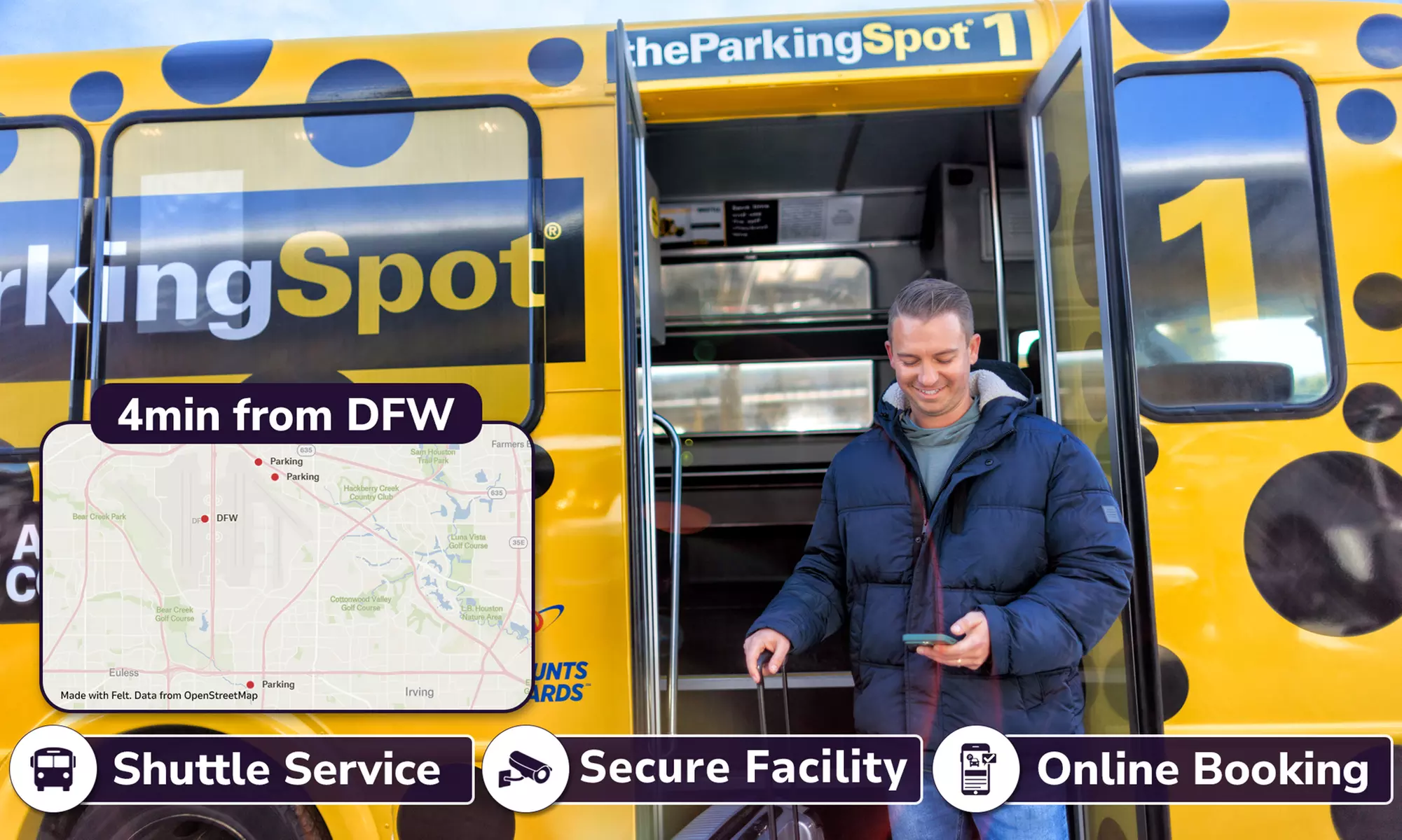 3, 5, or 7 days of hassle-free parking at The Parking Spot (DFW)