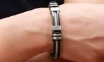Pulsera de cuero y acero inoxidable
