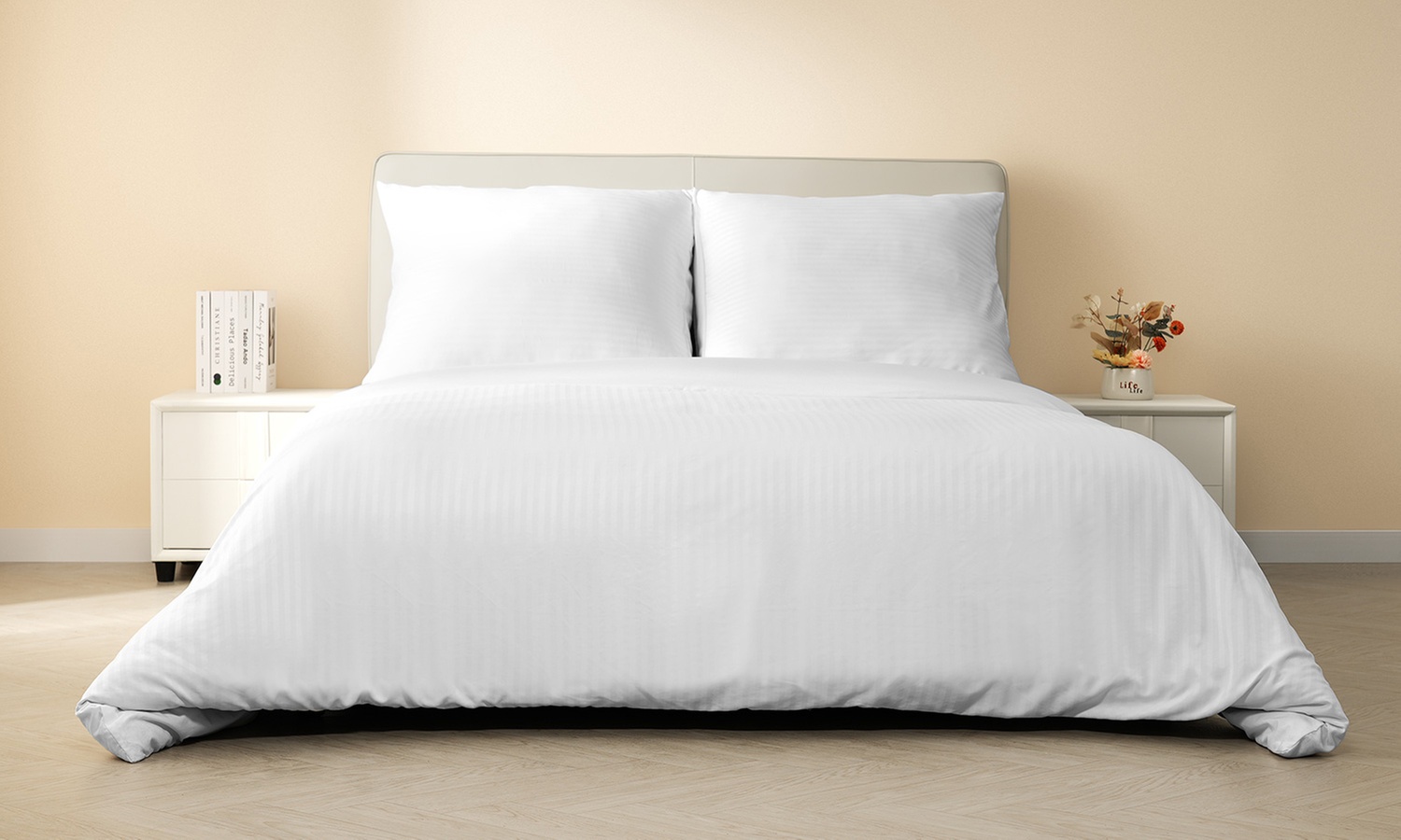 Three Pieces Stripe Duvet Cover Set With Two Pillowcases