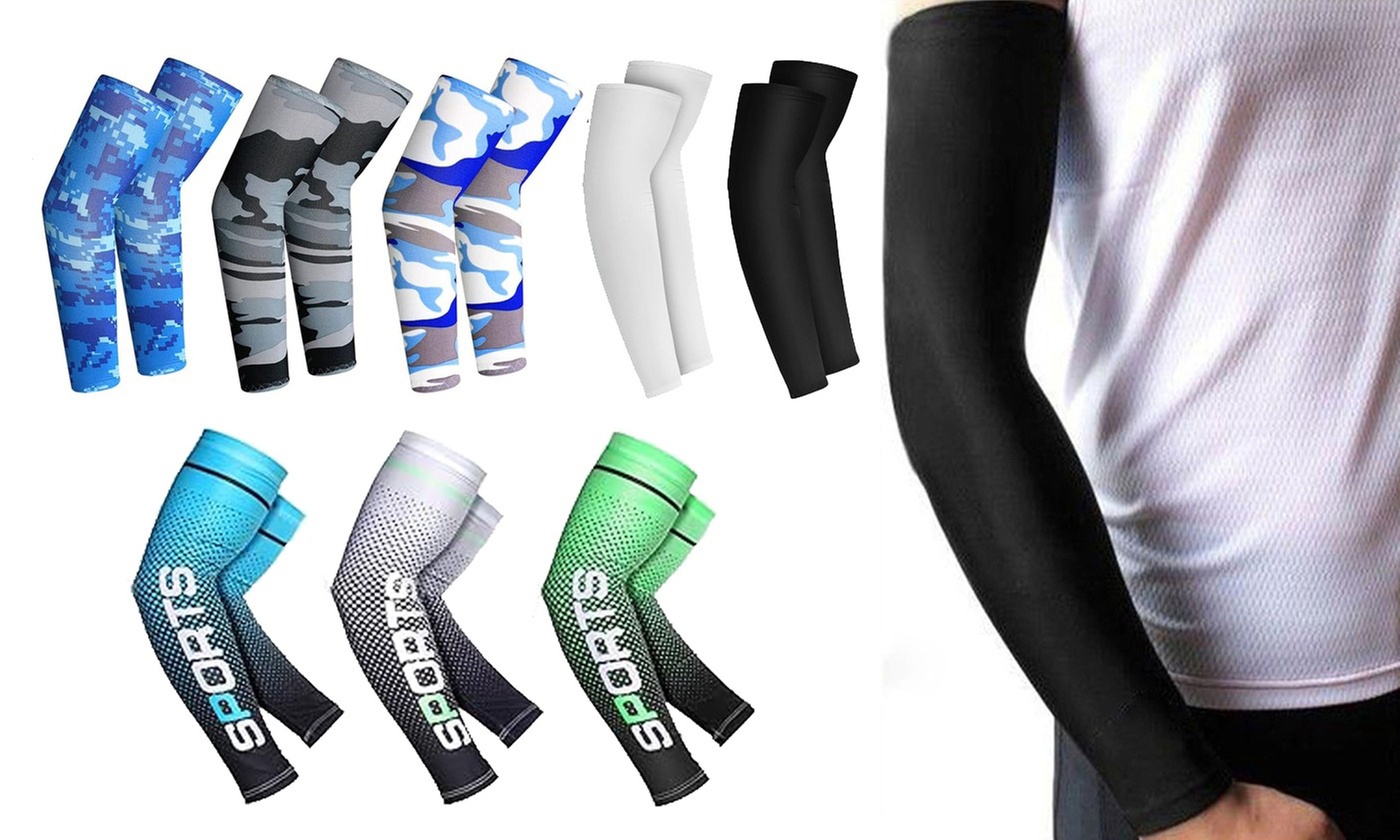 2 Pairs Quick Dry Arm Sleeves Cover Cycling Running Arm Cooling UV Protection