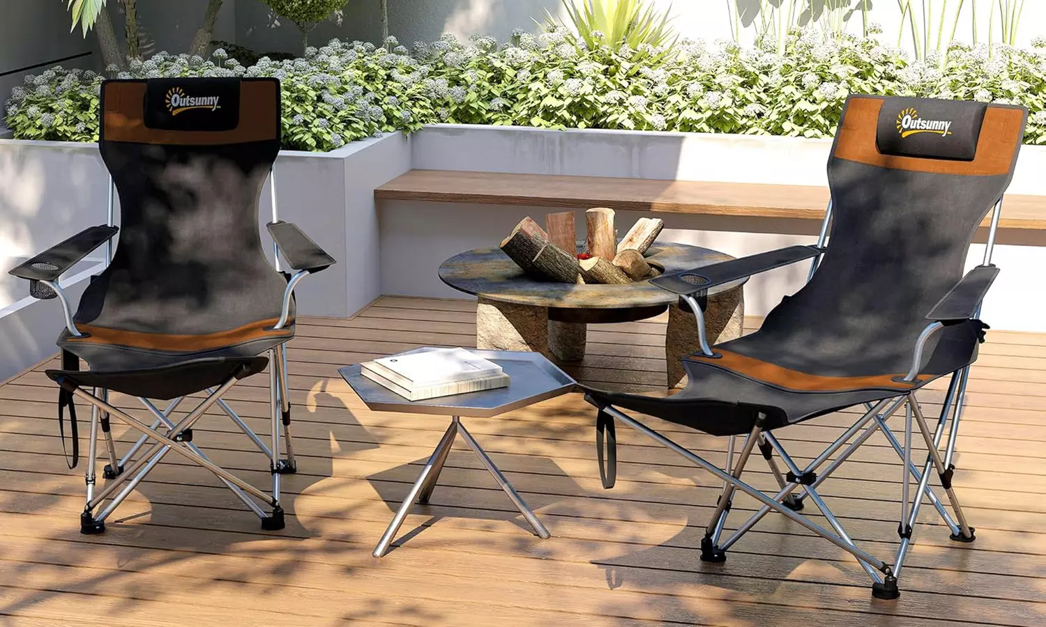 Set of Two Outsunny Folding Camping Chairs