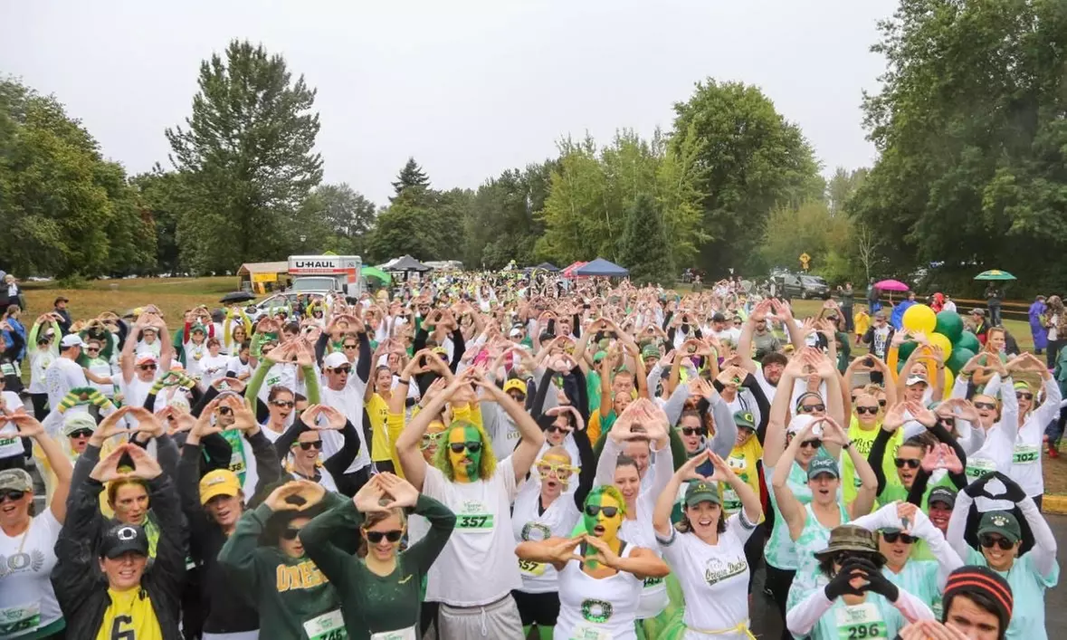 Experience and Save Up to 45% Off on Oregon Ducks 5K Color Run for Solo, Two, or Four Ducks at The Dirty U