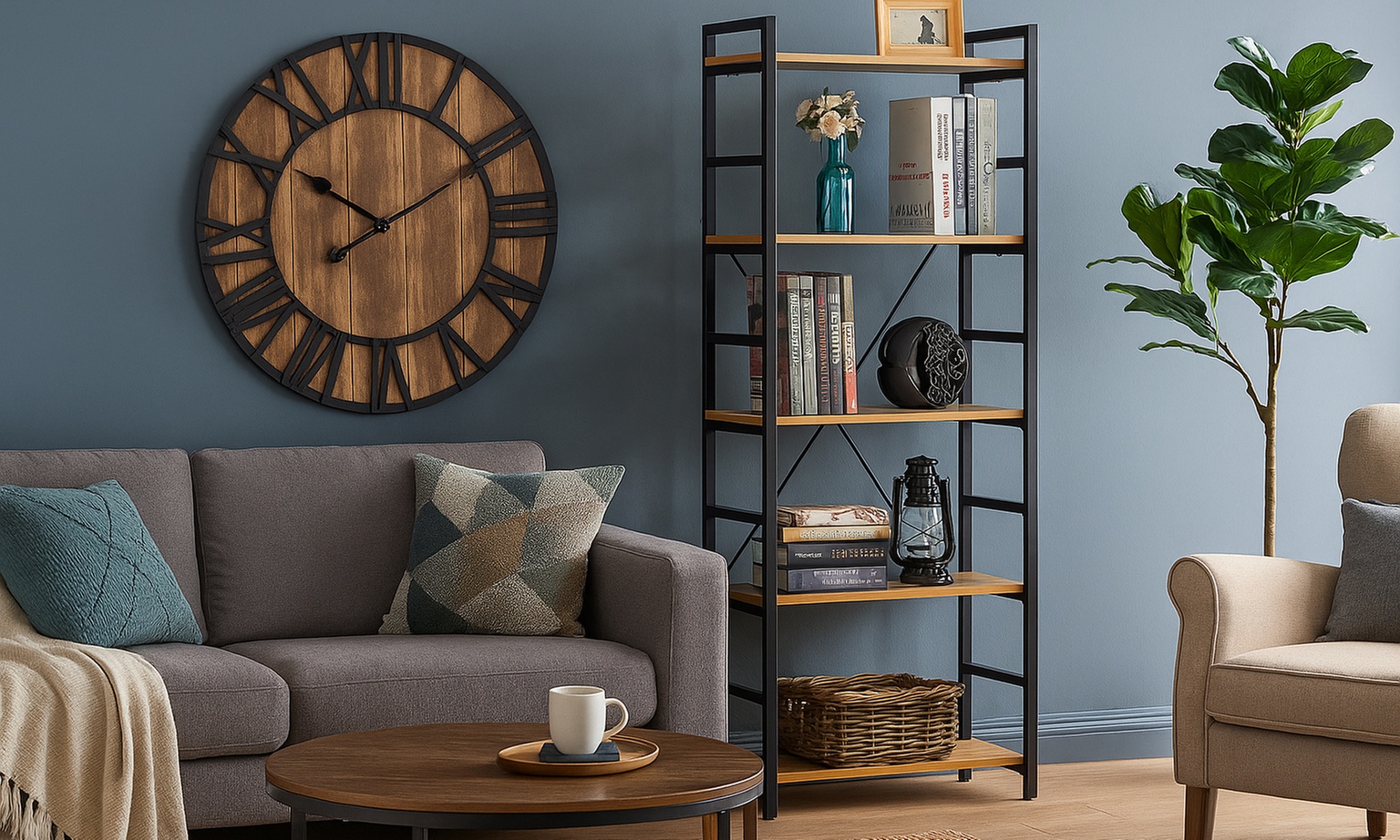 Étagère bois et acier style industriel par Sampur