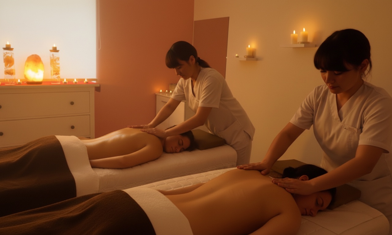 Masaje oriental de Filipinas en pareja con copa de cava y bombones