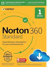 Norton 360 Antivirus & VPN: 1-Year Subscription for 1 to 10 Devices (Standard to Premium)