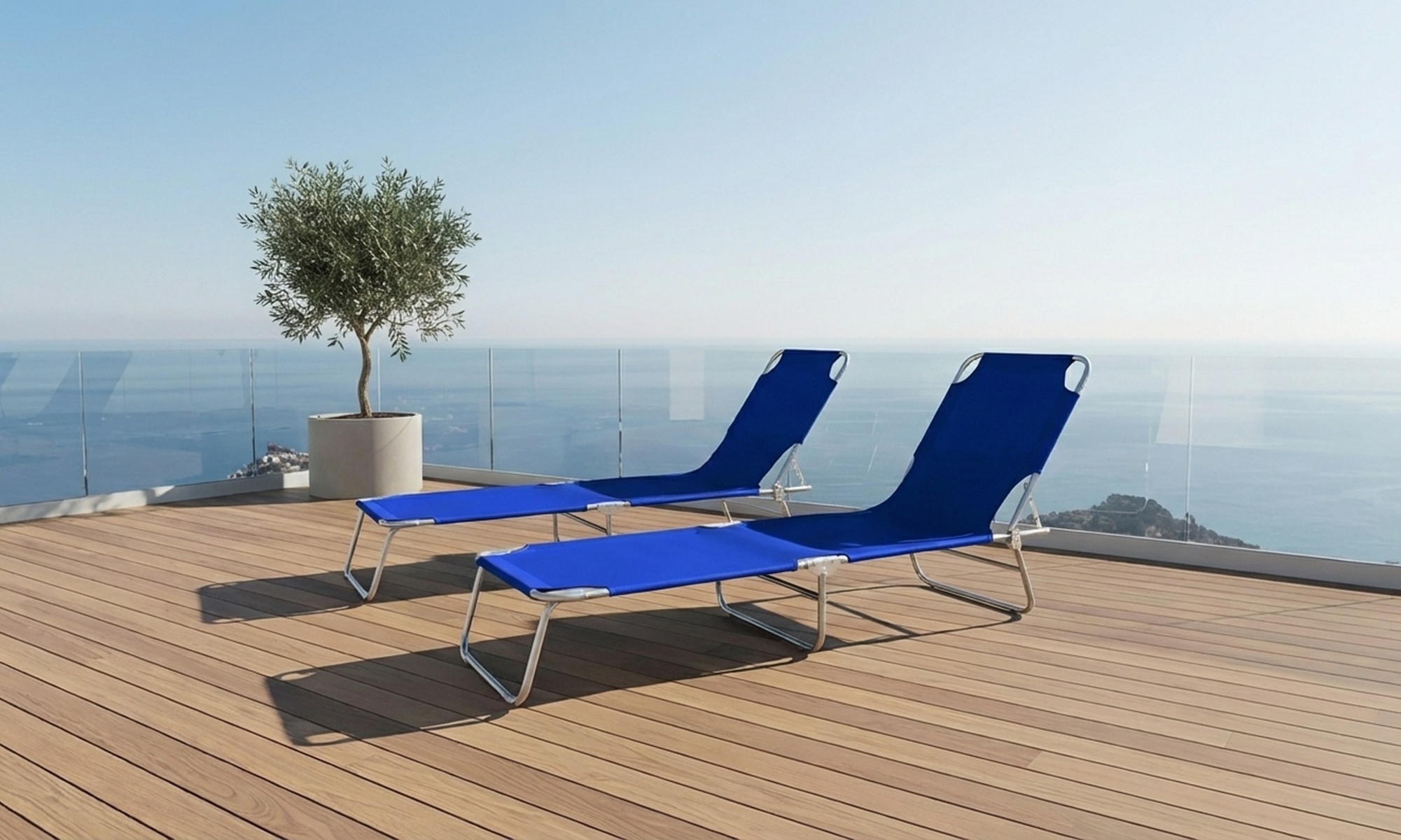 Ensemble de 2 chaises longues réglables