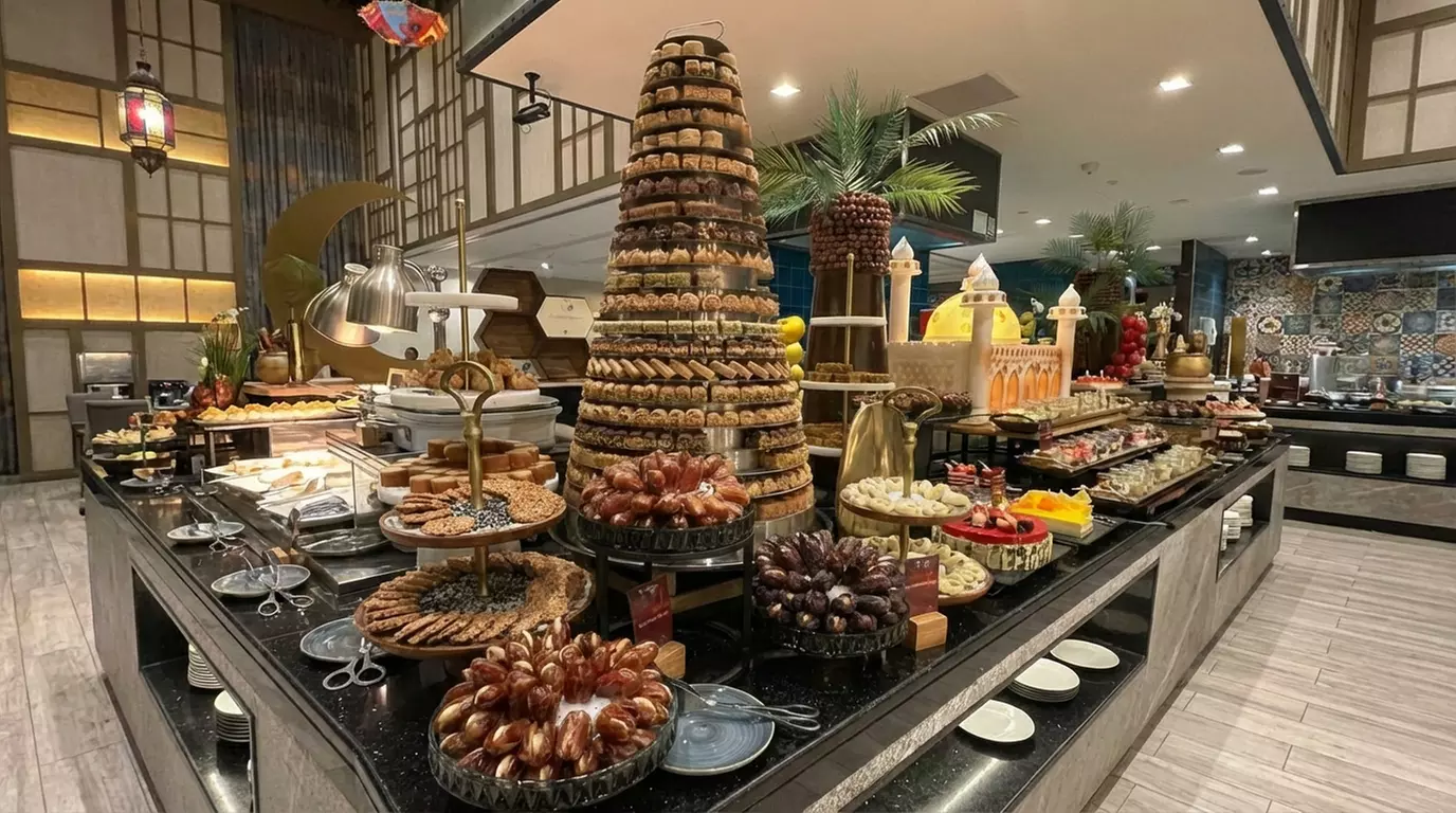 Flavor-Filled Iftar Buffet with Global Cuisine & Refreshing Beverages