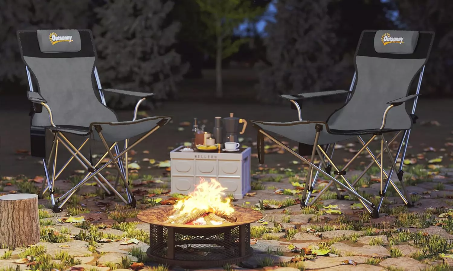 Set of Two Outsunny Folding Camping Chairs