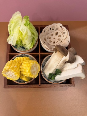 Hot Pot Table Spread with Veggies