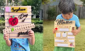 Personalisierbares Einschulungsschild für Schulkinder aus Holz von Justyling (83% sparen)