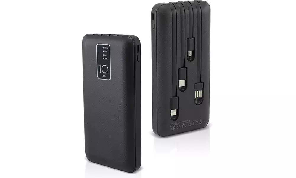 Powerbank 20000 mAh mit 4 Ladekabeln