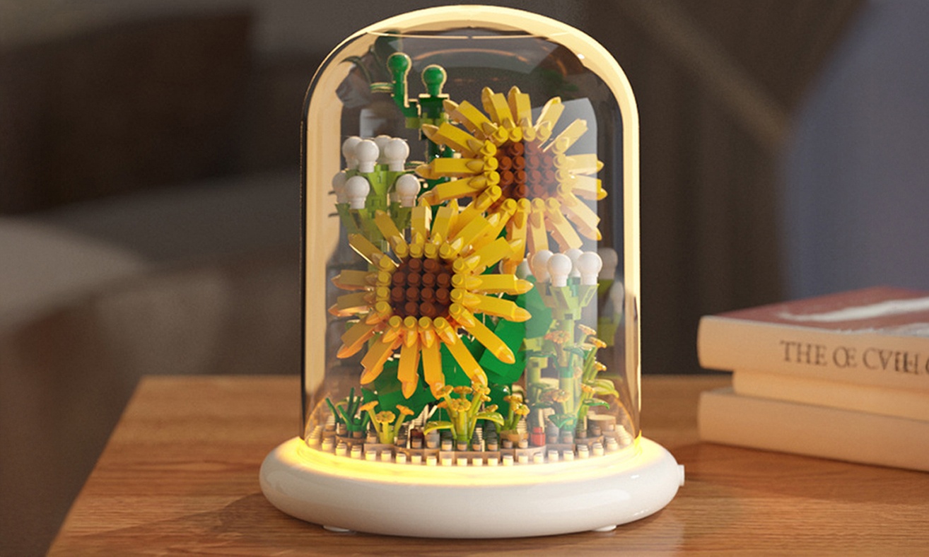 DIY-Baustein-Set für Blume in einer Glaskuppel