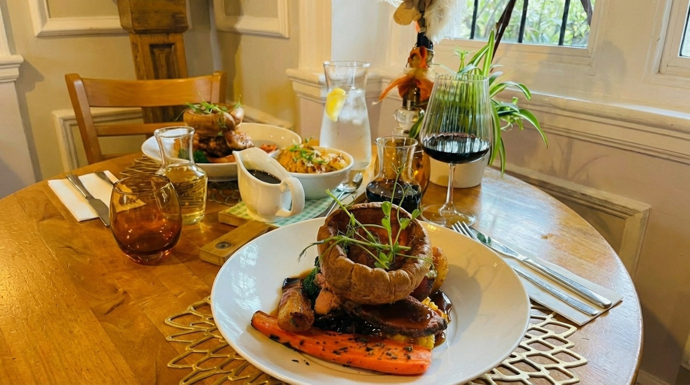 Sunday Roast with Starter or Dessert & a Drink for 2 or 4