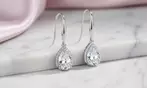 Paris Jewelry 14k White Gold Created Diamond Teardrop Earrings Plated