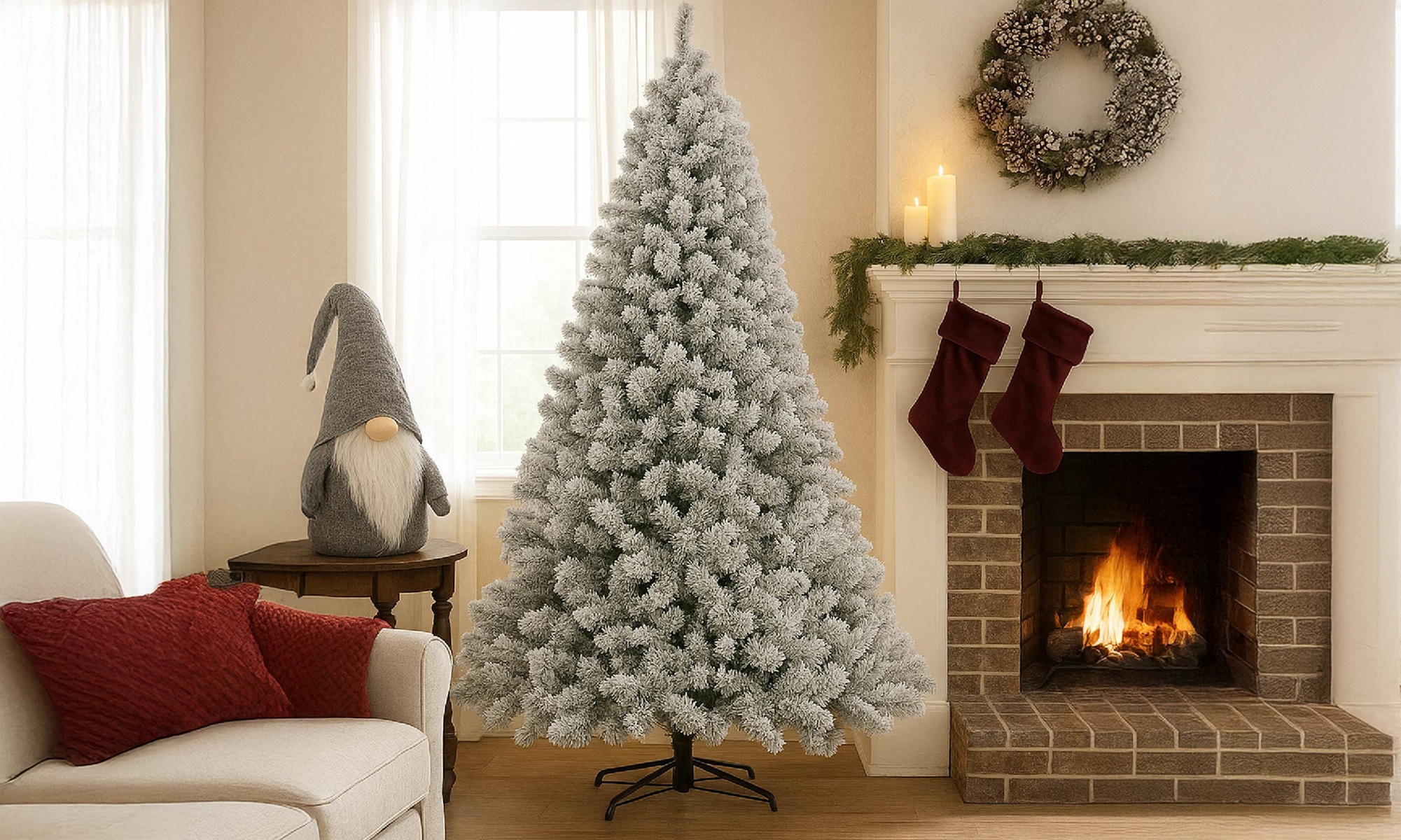 Sapin de Noël avec pied "Flocon de neige"