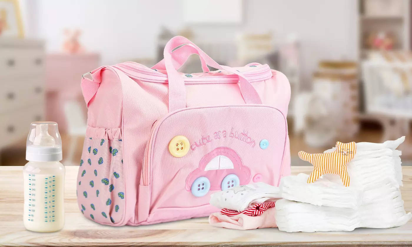 BabyLuv 4-Piece Mommy Diaper Bag Tote Set with Changing Pad and Baby Essentials