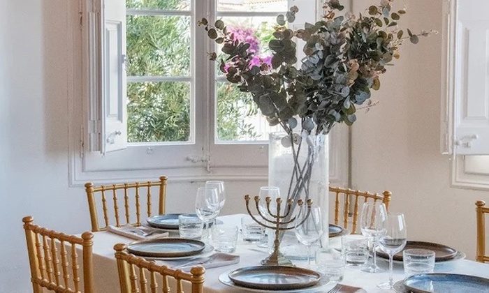 Menú mediterráneo junto al mar para 2 o 4 con postres y bebidas