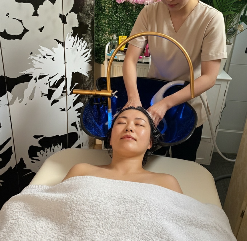 Revitalizing Japanese Head Spa & Facial with Prosecco or Tea
