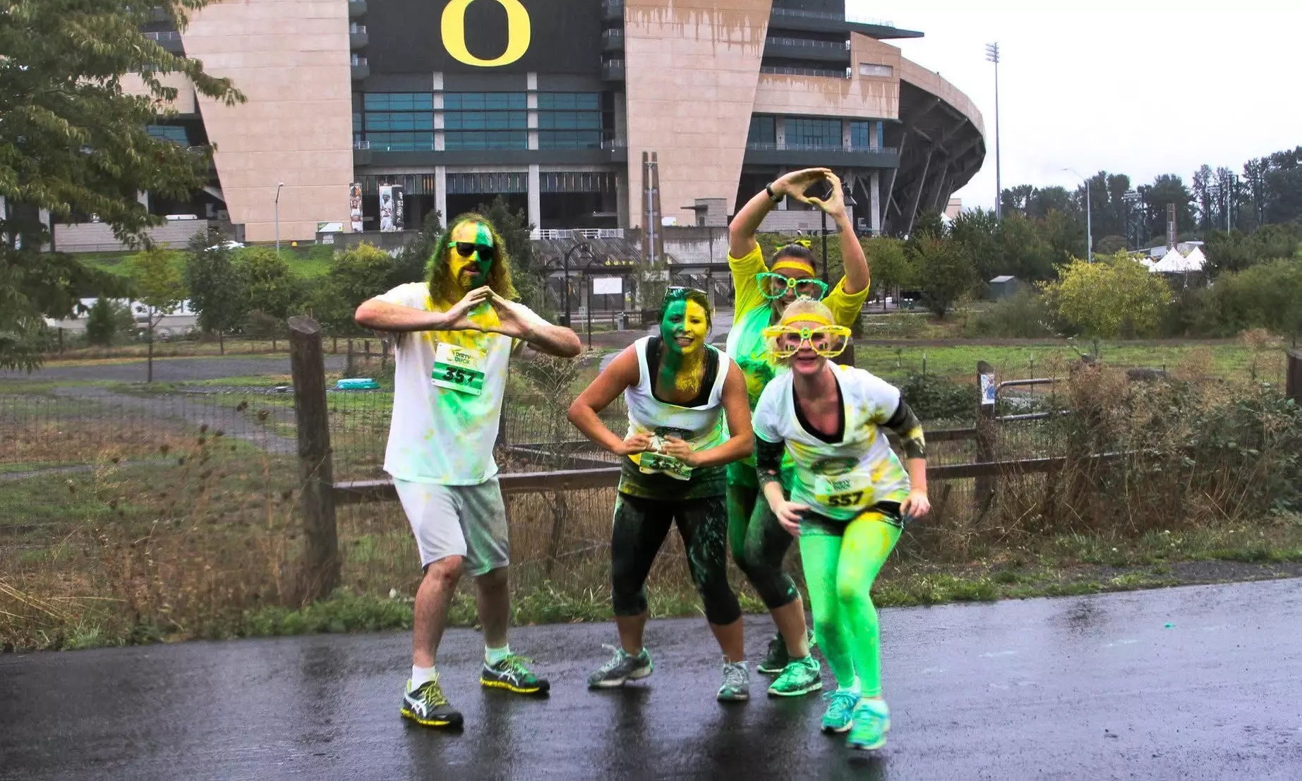 Experience and Save Up to 45% Off on Oregon Ducks 5K Color Run for Solo, Two, or Four Ducks at The Dirty U
