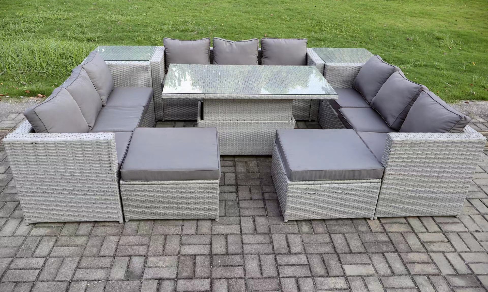 Fimous Polyrattan-Gartenmöbel-Set mit höhenverstellbarem Tisch