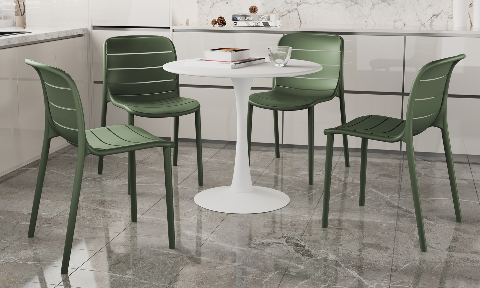 Set di 4 sedie in polipropilene e fibra di vetro