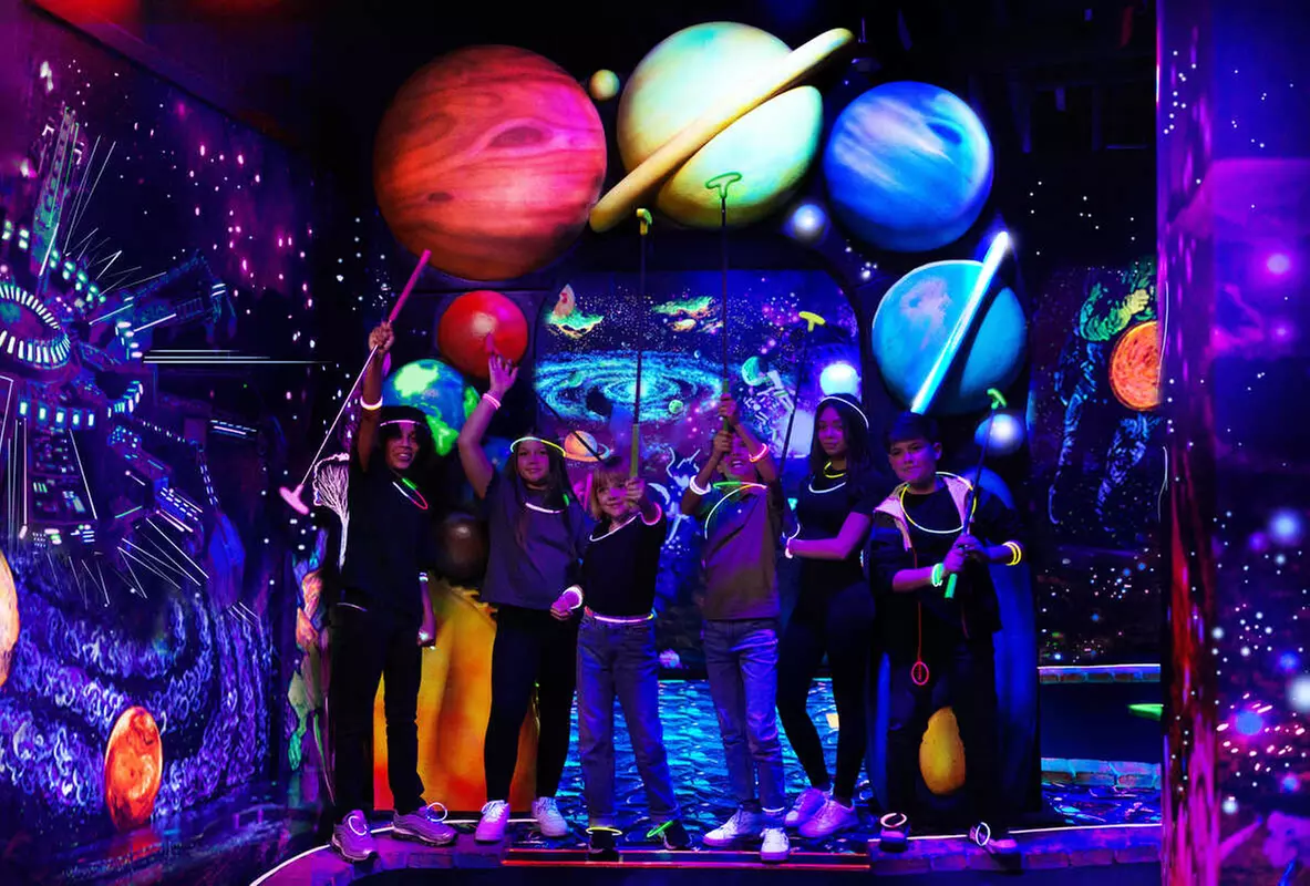 Blacklight Space-Themed Mini Golf Adventure