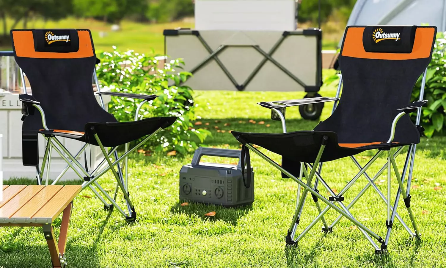 Set of Two Outsunny Folding Camping Chairs