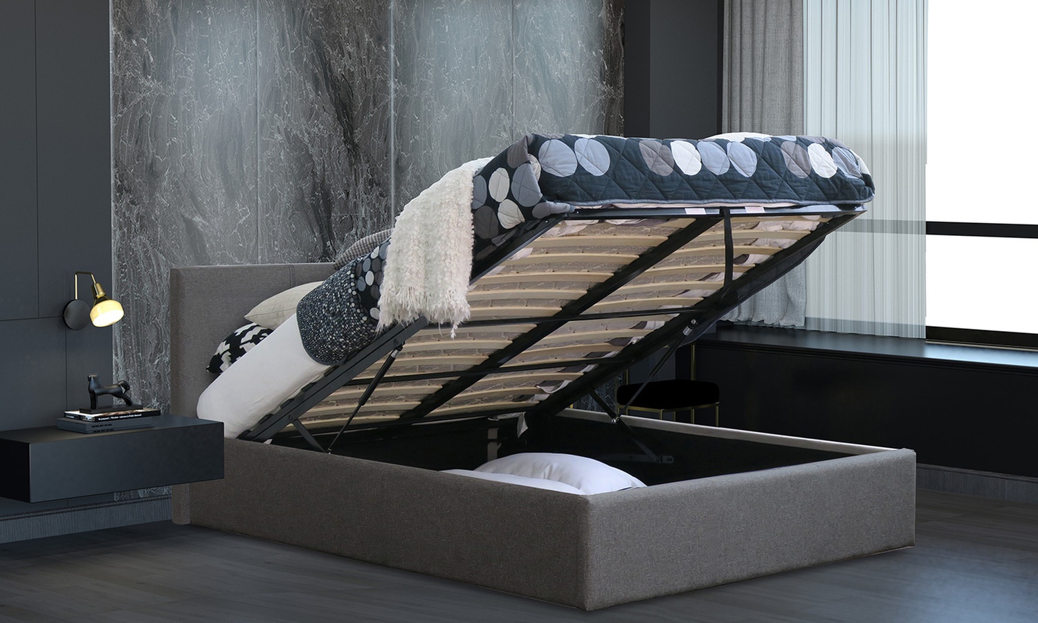 Modernique Fabric Ottoman Storage Bed