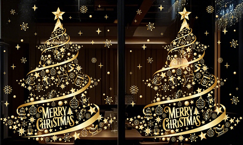 2 autocollants de décoration de sapin de Noël dorés