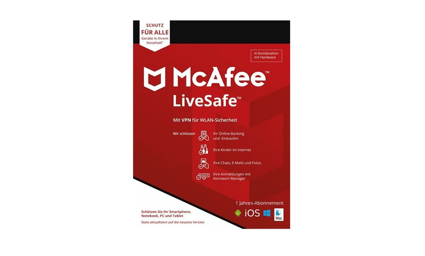 McAfee LiveSafe 2022 für eine unbegrenzte Geräteanzahl für 1 Jahr