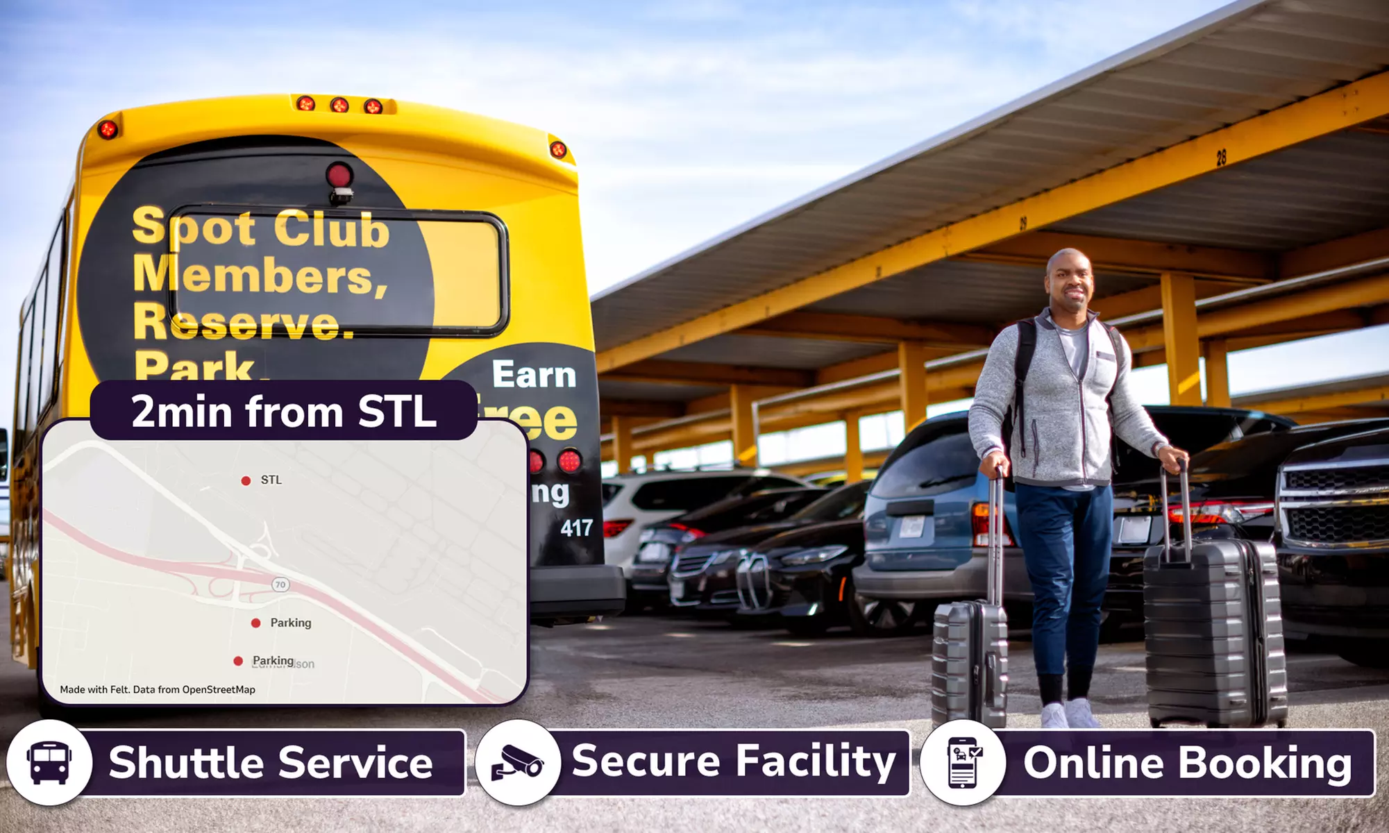 3, 5, or 7 days of hassle-free parking at The Parking Spot (STL)