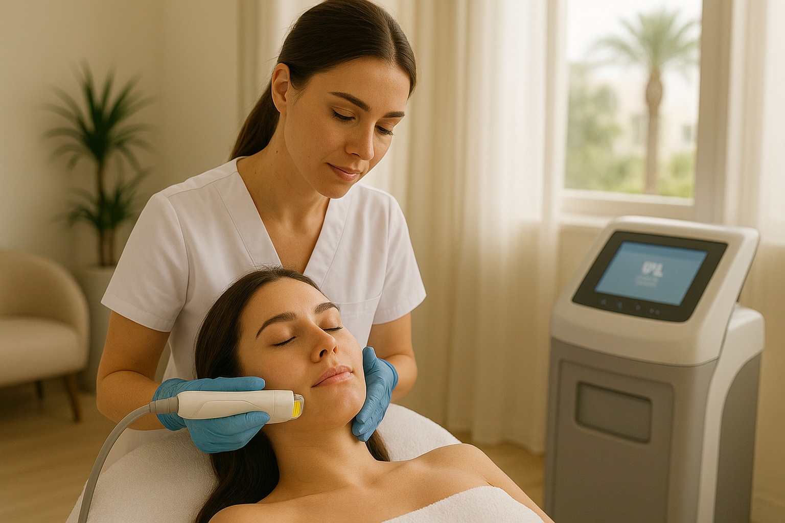 One IPL Therapy with light chemical peel for Full Face or Face & Neck