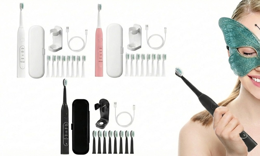 Sonic Electric Toothbrush with 8 Replacement Brush Heads