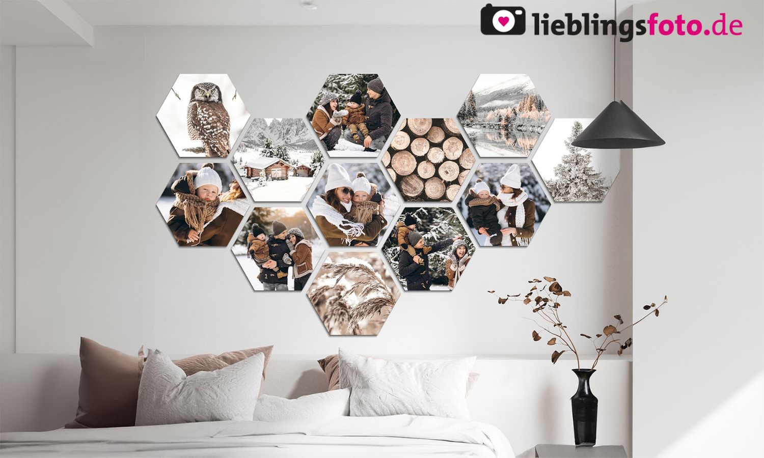 Personalisierbare Hexagon-Fotos als Set in verschiedenen Größen