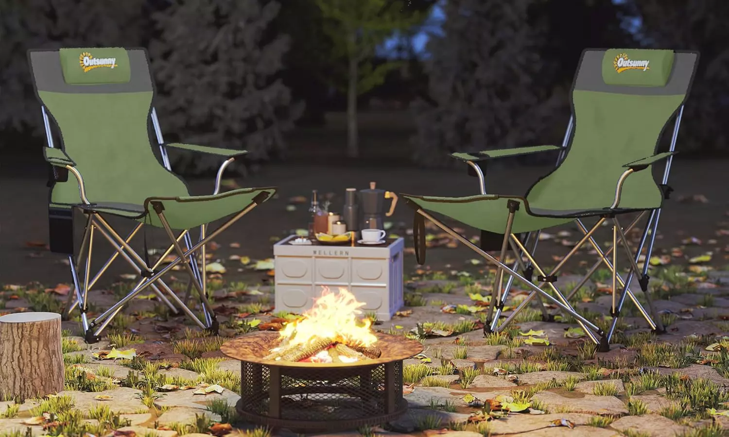 Set of Two Outsunny Folding Camping Chairs