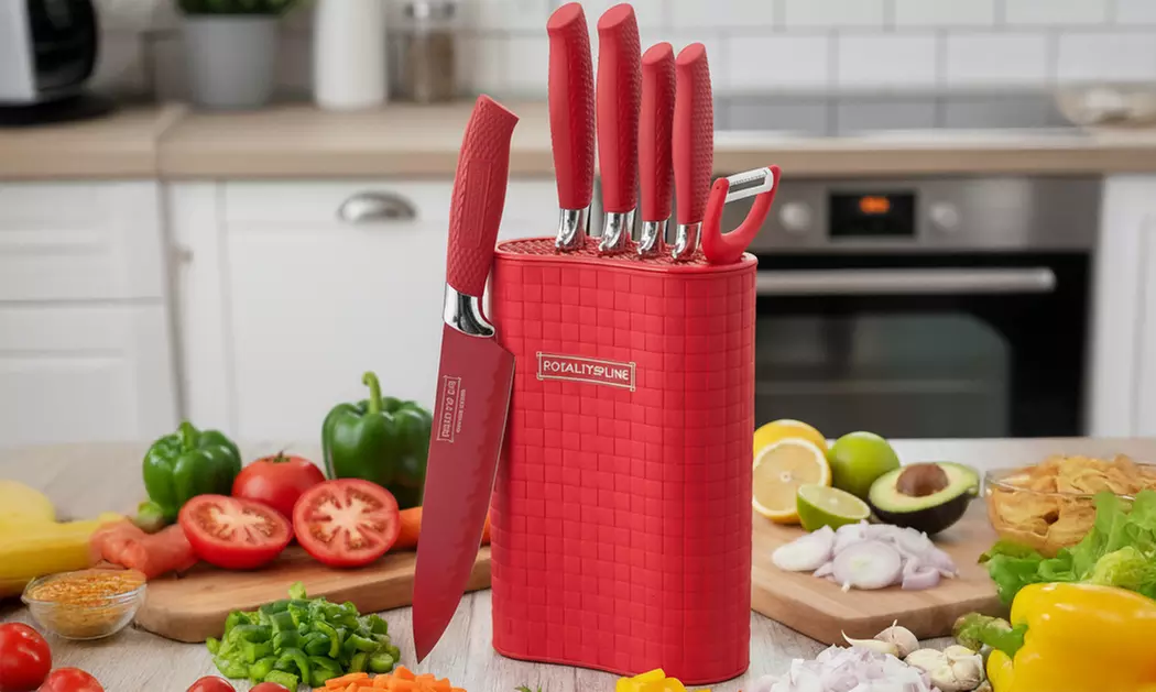 Royalty Line 7-teiliges Edelstahl-Messer-Set mit Messerblock