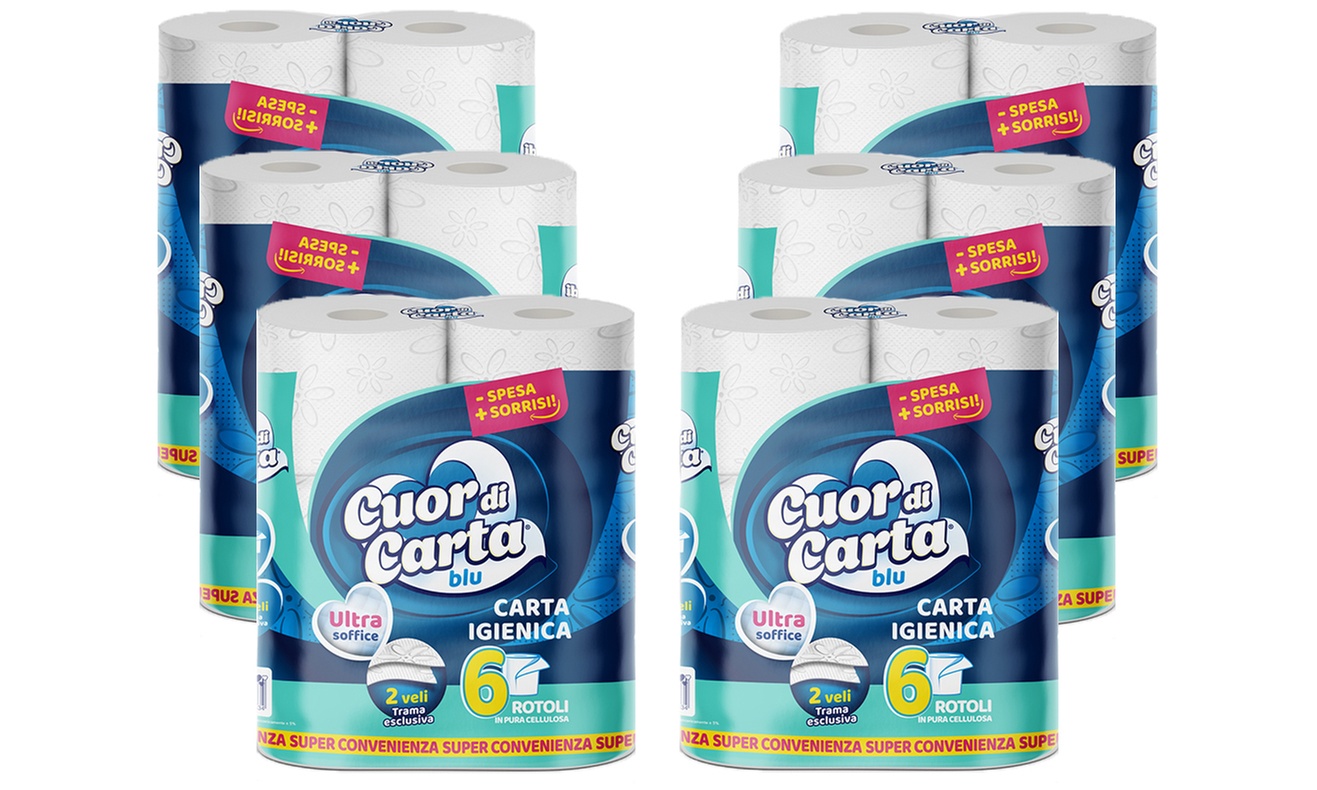 120 o 240 rotoli di carta igienica Cuor di Carta