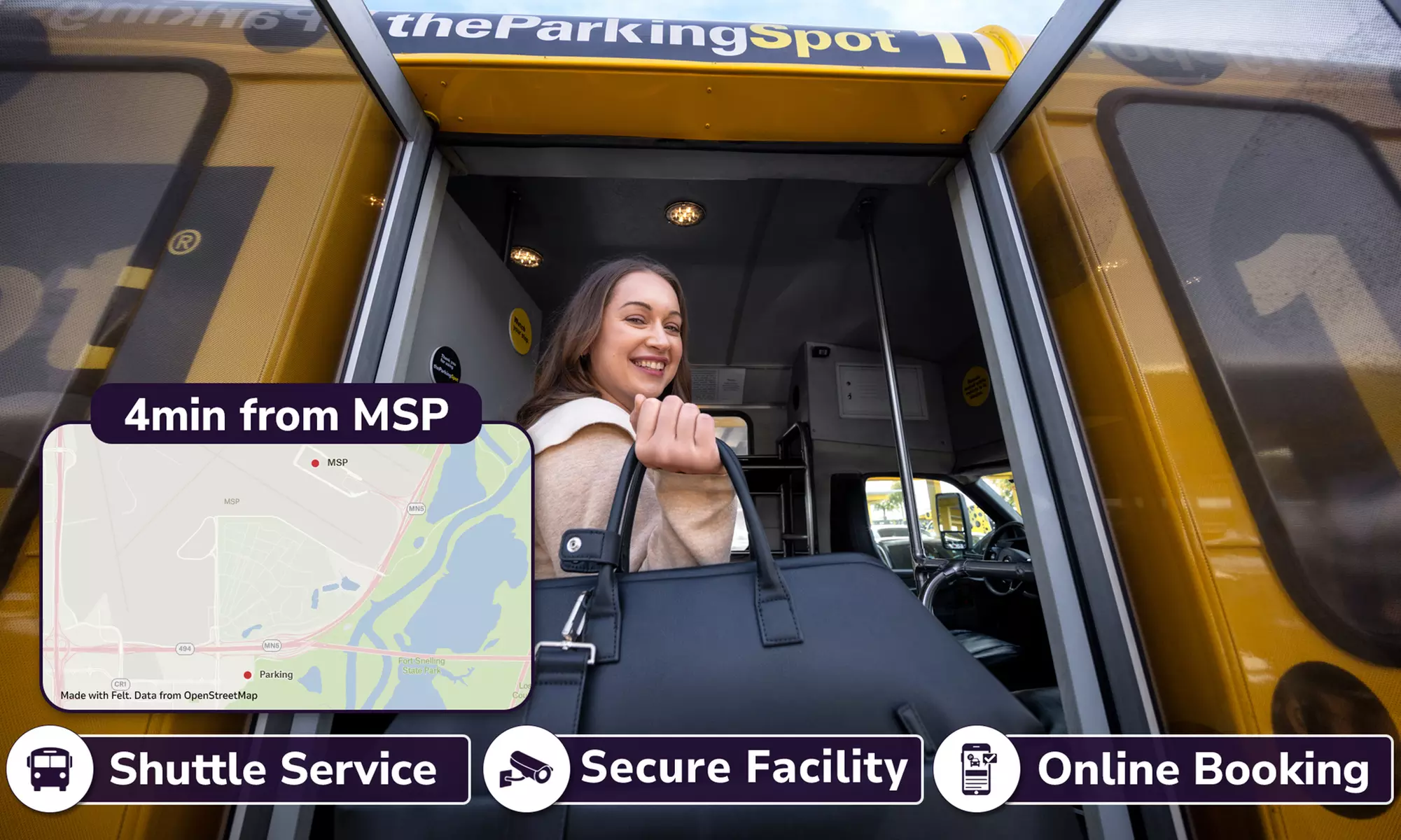 3, 5, or 7 days of hassle-free parking at The Parking Spot (MSP)