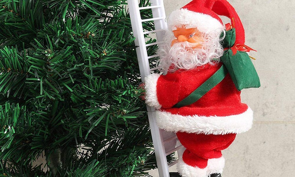Animated Musical Jingle Bells Santa Claus Climbing Ladder Toy Christmas Gift