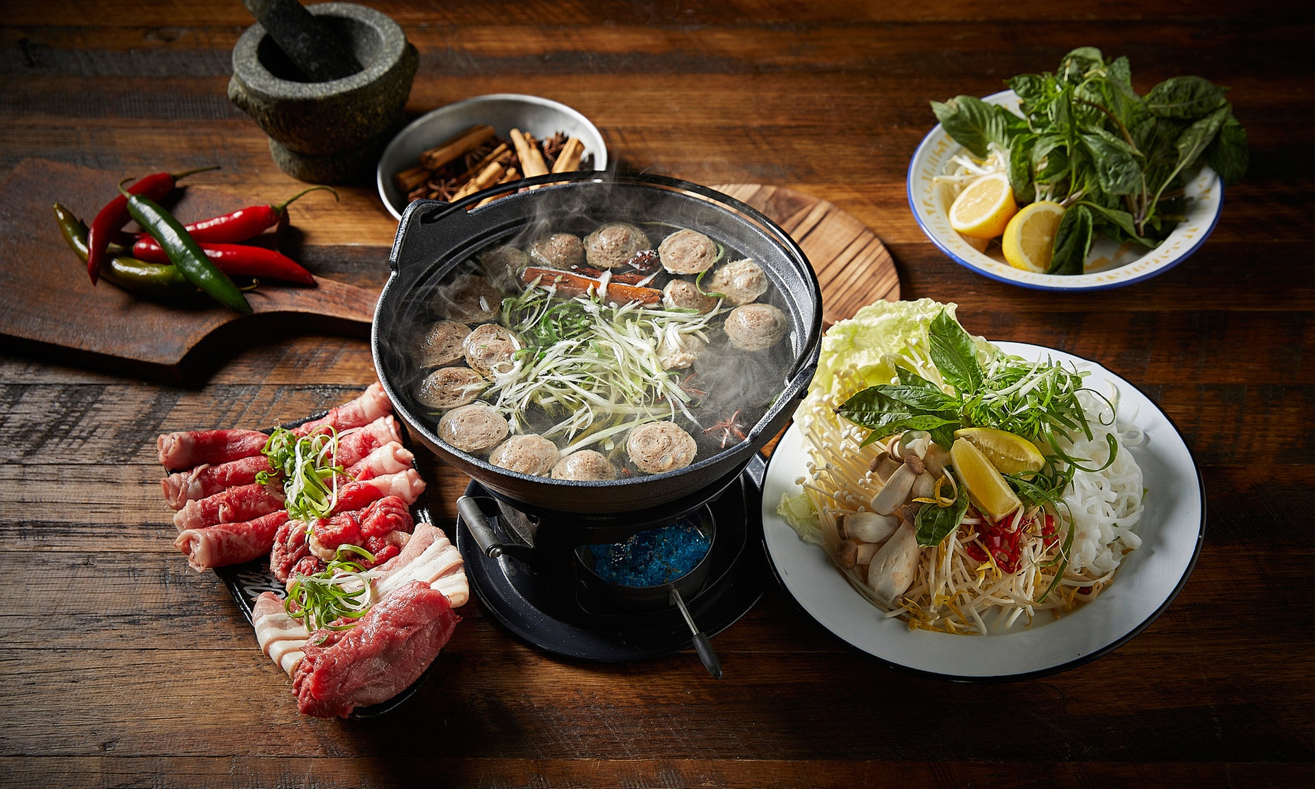 Premium Wagyu Hotpot with Wine and Dessert at Old Man Pho Docklands