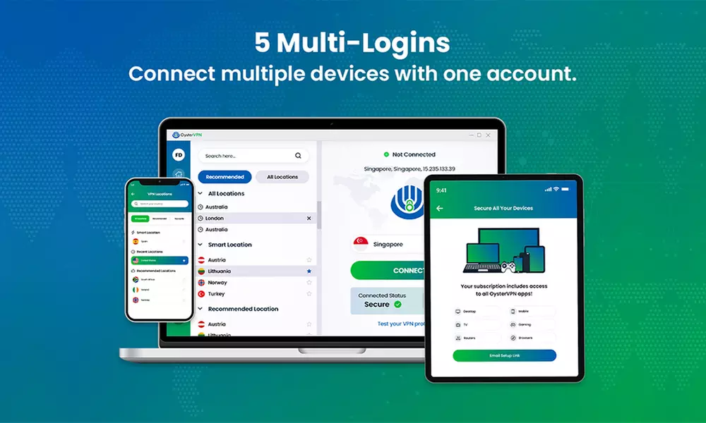 2 - 6 Monate, 1 Jahr oder lebenslanger Zugriff auf OysterVPN