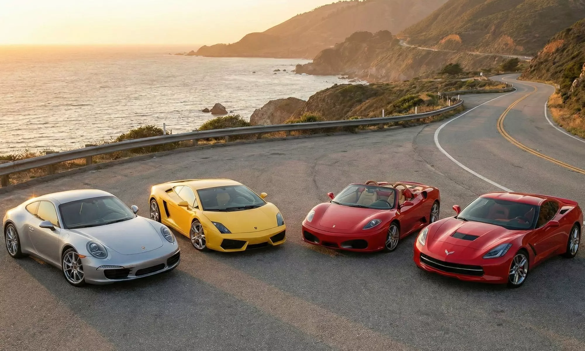 Ruta de conducción en un Ferrari y Porsche o Lamborghini y Corvette